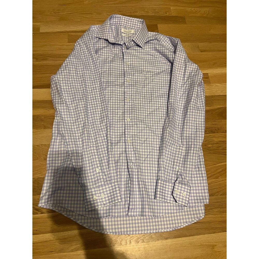 Collection by Michael Strahan Light Purple & White Plaid Men's Dress Shirt
